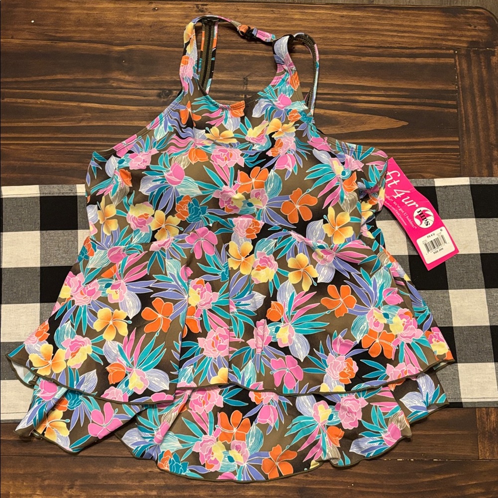 Fit 4 u fit 4 ur hips tankini swim  top 20w